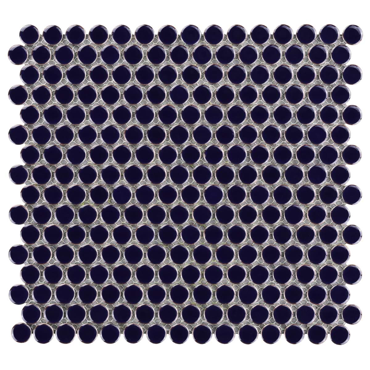 Simple 2.0 Rimmed Cobalt Penny Rounds Polished Porcelain Mosaic 