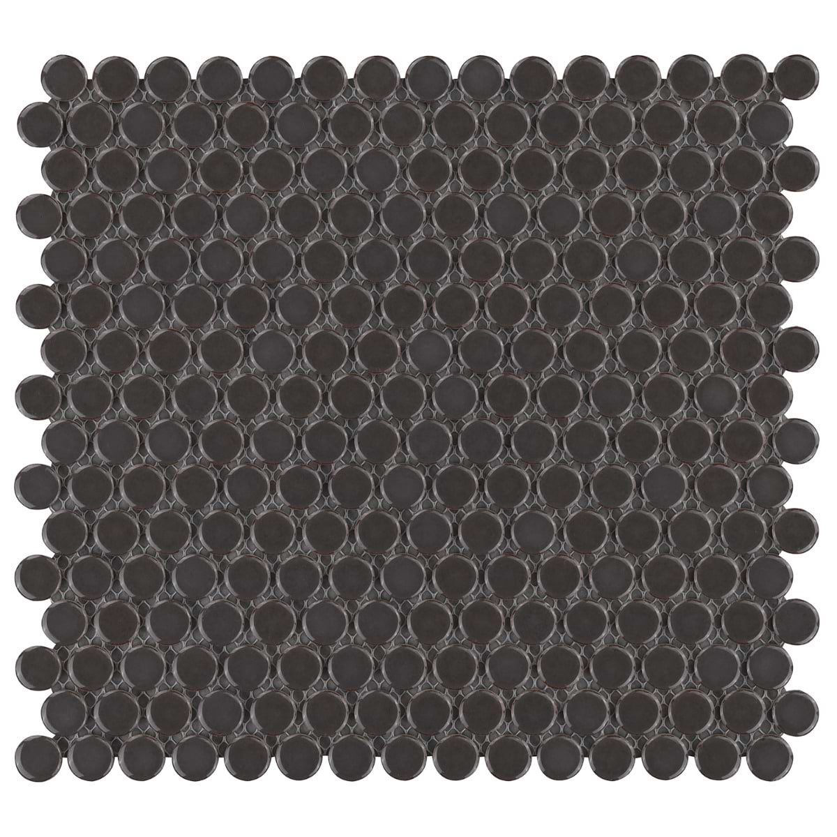 Simple 2.0 Rimmed Charcoal Penny Rounds Polished Porcelain Mosaic 