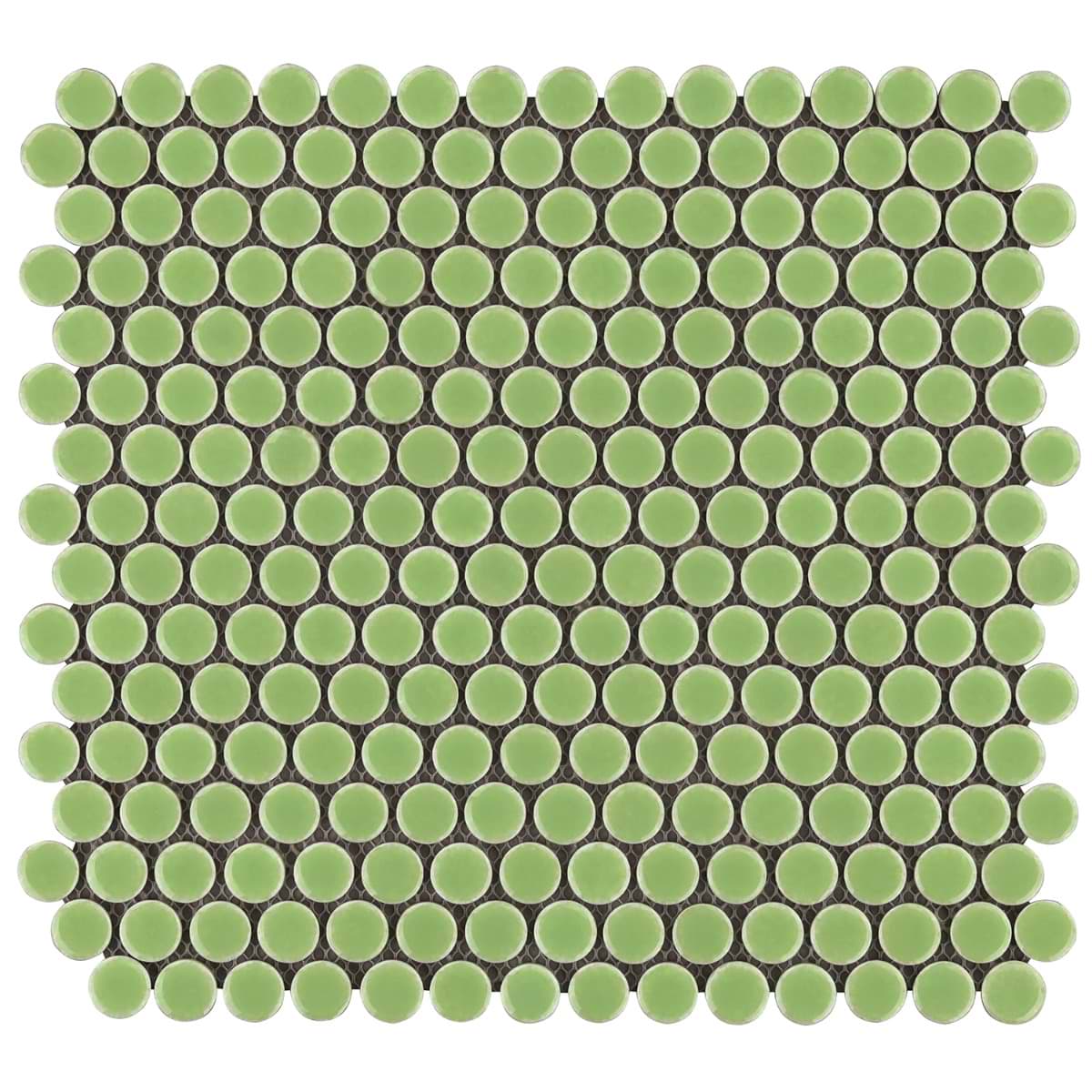 Simple 2.0 Rimmed Key Lime Penny Rounds Polished Porcelain Mosaic 
