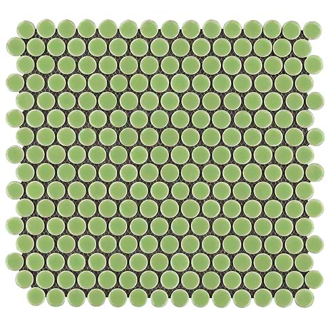 Simple 2.0 Rimmed Key Lime Penny Rounds Polished Porcelain Mosaic