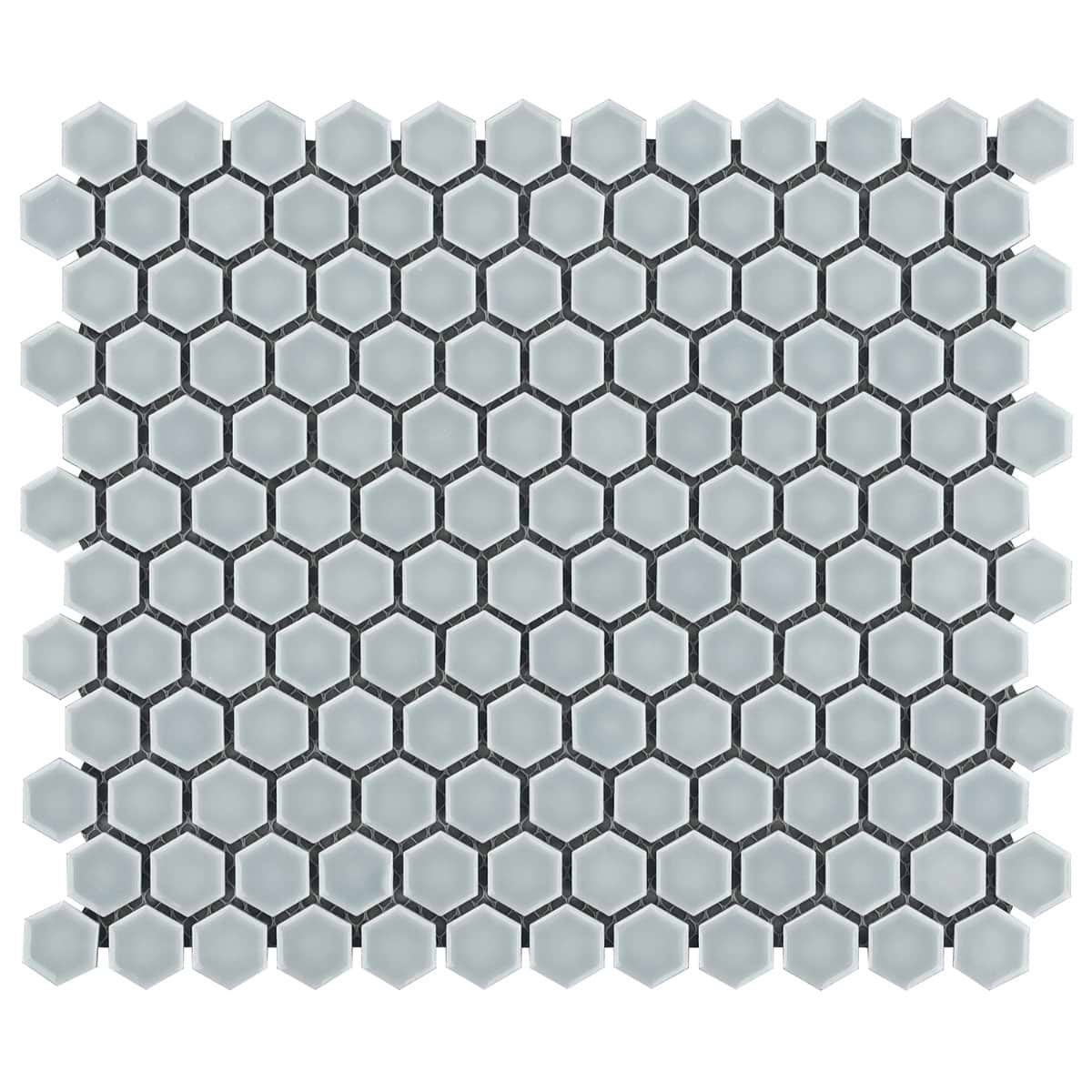 Simple 2.0 Rimmed Mist Gray 1" Hexagon Polished Porcelain Mosaic 