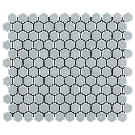 Simple 2.0 Rimmed Mist Gray 1" Hexagon Polished Porcelain Mosaic