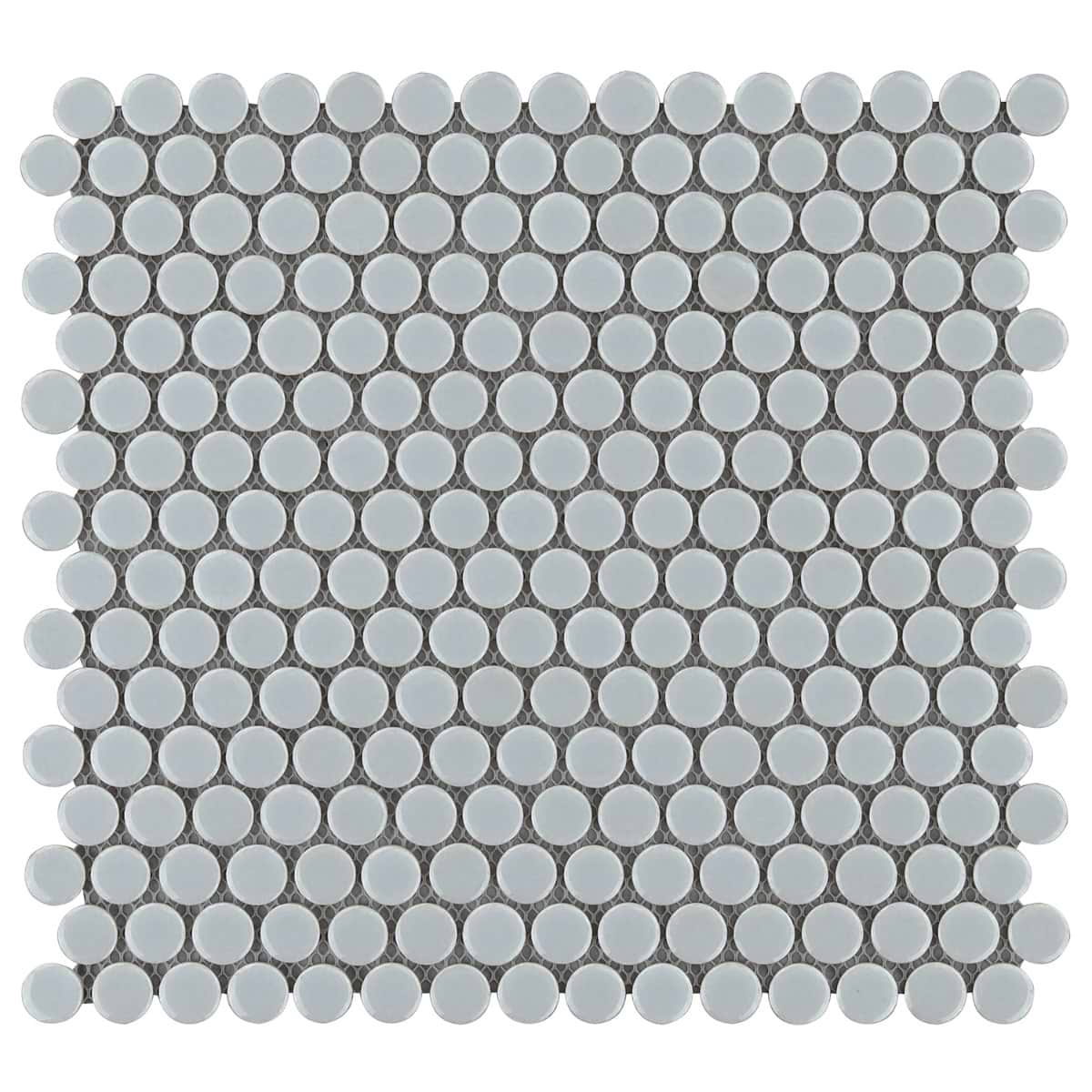Simple 2.0 Rimmed Mist Gray Penny Rounds Polished Porcelain Mosaic 