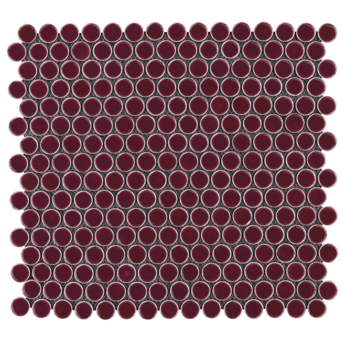 Simple 2.0 Rimmed Plum Penny Rounds Rimmed Porcelain Mosaic 