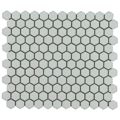 Simple 2.0 Rimmed Sage Gray 1" Hexagon Polished Porcelain Mosaic