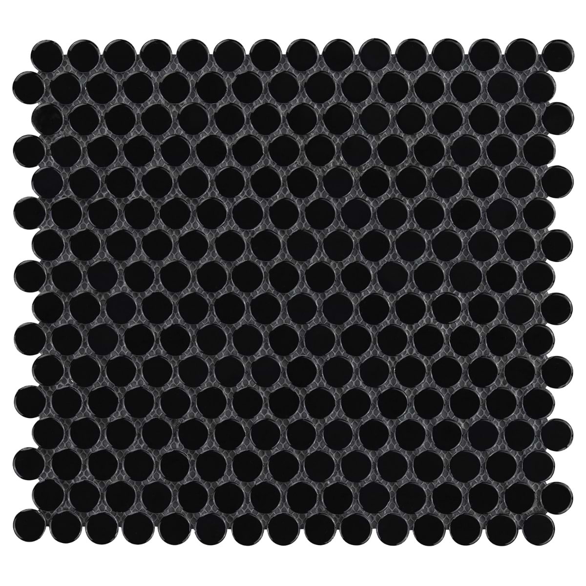 Simple 2.0 Solid Black Penny Rounds Polished Porcelain Mosaic 