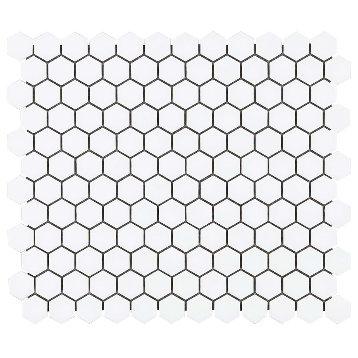 Simple 2.0 White 1" Hexagon Matte Porcelain Mosaic 
