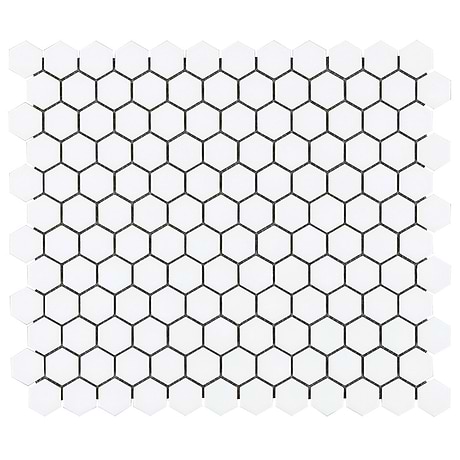 Simple 2.0 White 1" Hexagon Matte Porcelain Mosaic