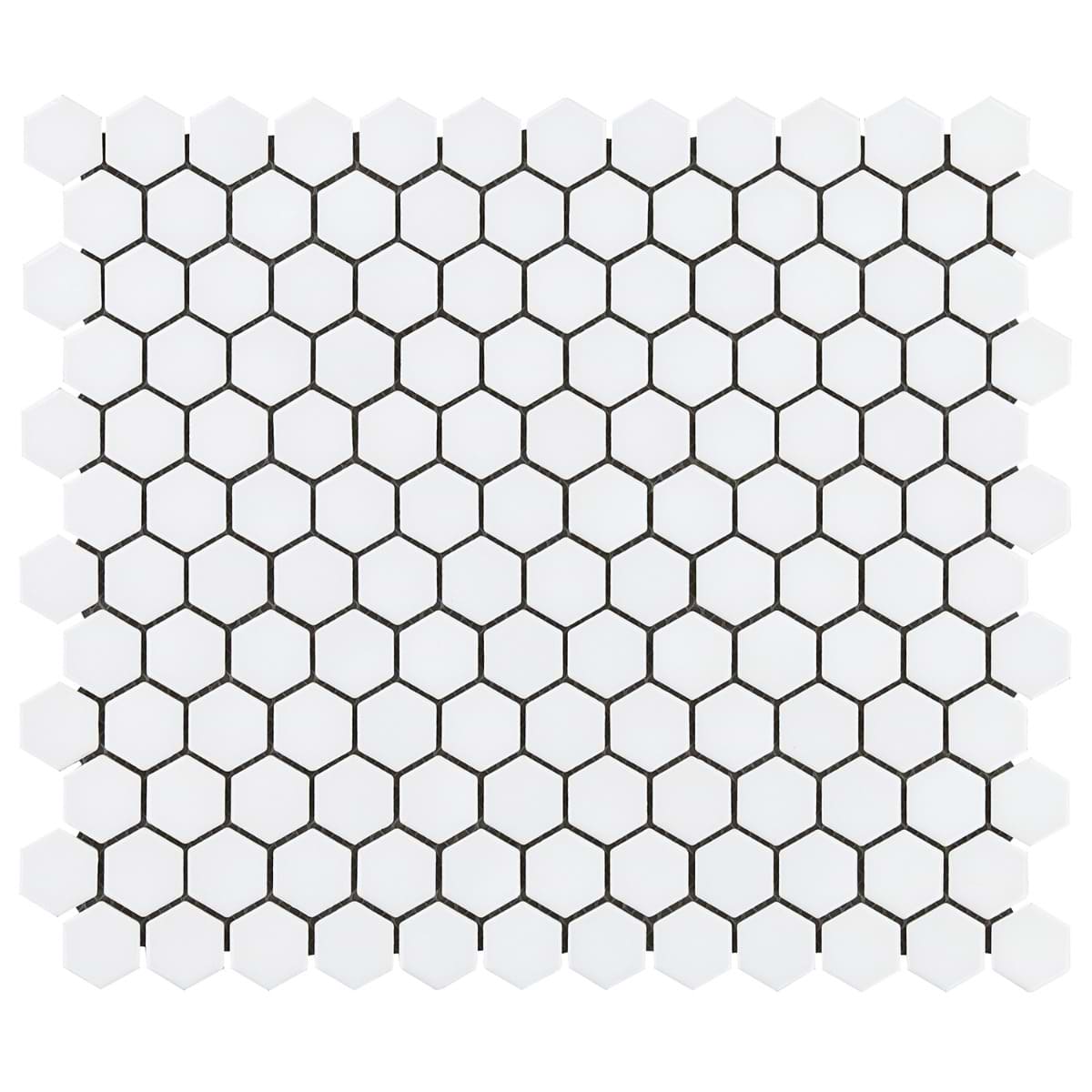 Simple 2.0 Solid White 1" Hexagon Polished Porcelain Mosaic 
