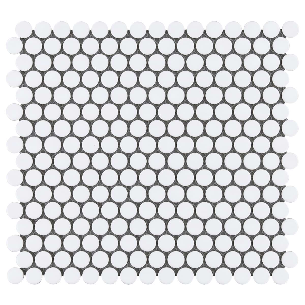 Simple 2.0 Solid White Penny Rounds Polished Porcelain Mosaic 