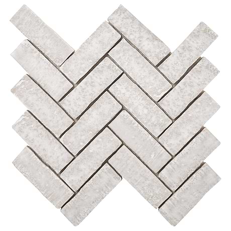 Metroville Chalk White 1.5x4 Herringbone Matte Porcelain Mosaic