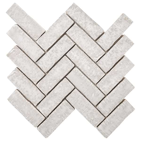 Metroville Chalk White 1.5x4 Herringbone Matte Porcelain Mosaic; in White Porcelain; for Backsplash, Bathroom Floor, Bathroom Wall, Commercial Floor, Floor Tile, Kitchen Floor, Kitchen Wall, Outdoor Floor, Outdoor Wall, Pool Tile, Shower Floor, Shower Wall, Wall Tile; in Style Ideas Industrial, Mid Century, Rustic