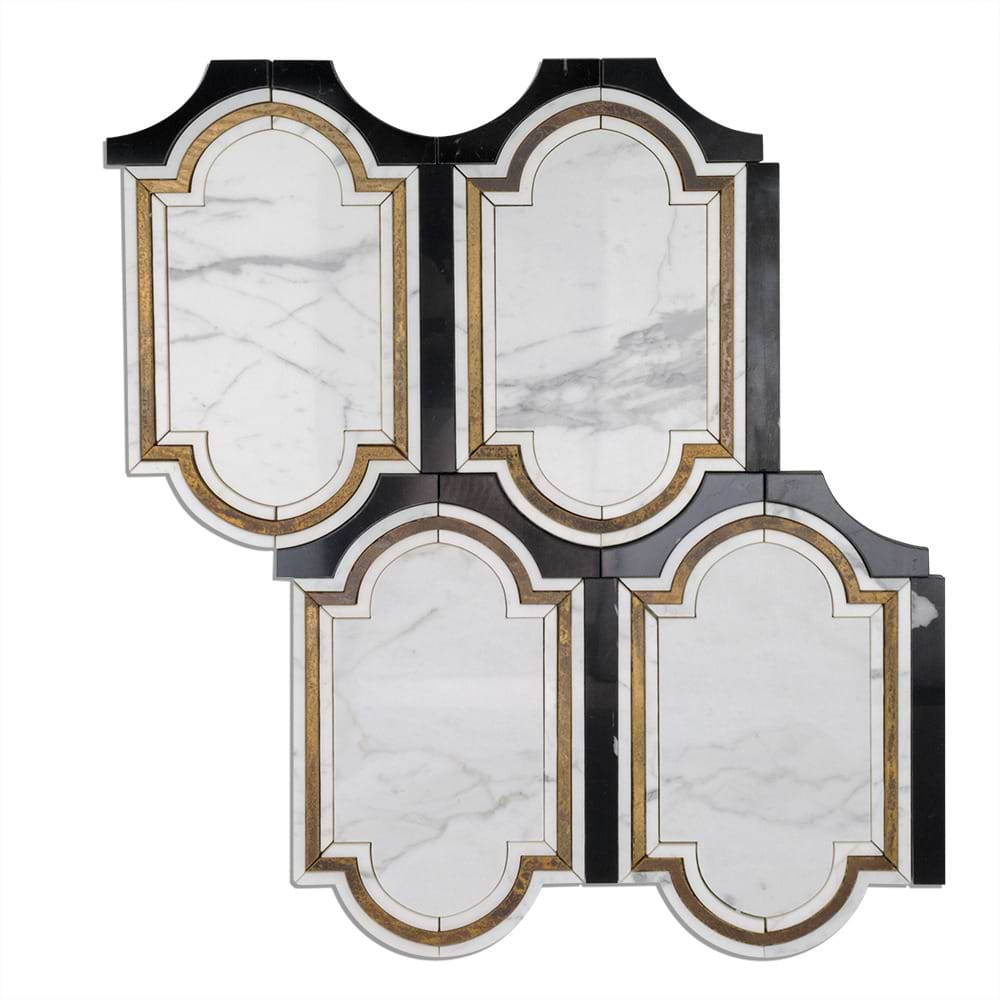 Close Out - Ornato Pisa - Calacatta- Brass & Black Jade