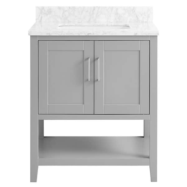 KIT - Sheraton 30" Gray Vanity with Carrara Marble Top and Ceramic Basin