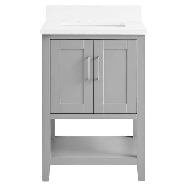 KIT - Close Out - Sheraton 24" Gray Vanity with Pure White Quartz Top and Ceramic Basin