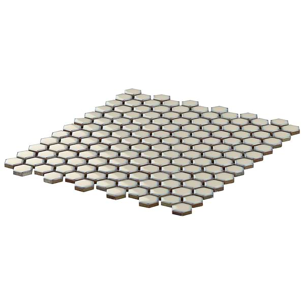 Simple 2.0 Rimmed Custard Beige 1" Hexagon Polished Porcelain Mosaic