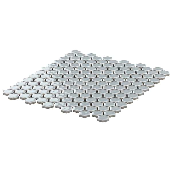 Simple 2.0 Rimmed Mist Gray 1" Hexagon Polished Porcelain Mosaic