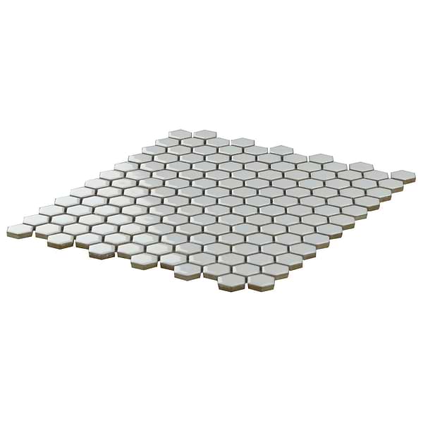 Simple 2.0 Rimmed Sage Gray 1" Hexagon Polished Porcelain Mosaic
