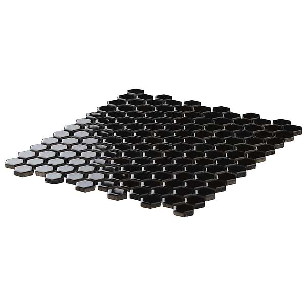 Simple 2.0 Solid Black 1" Hexagon Polished Porcelain Mosaic