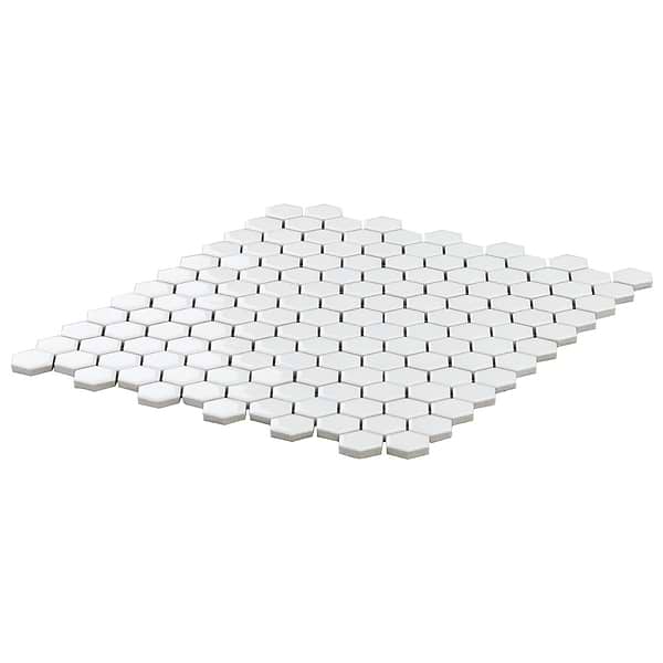 Simple 2.0 Solid White 1" Hexagon Polished Porcelain Mosaic