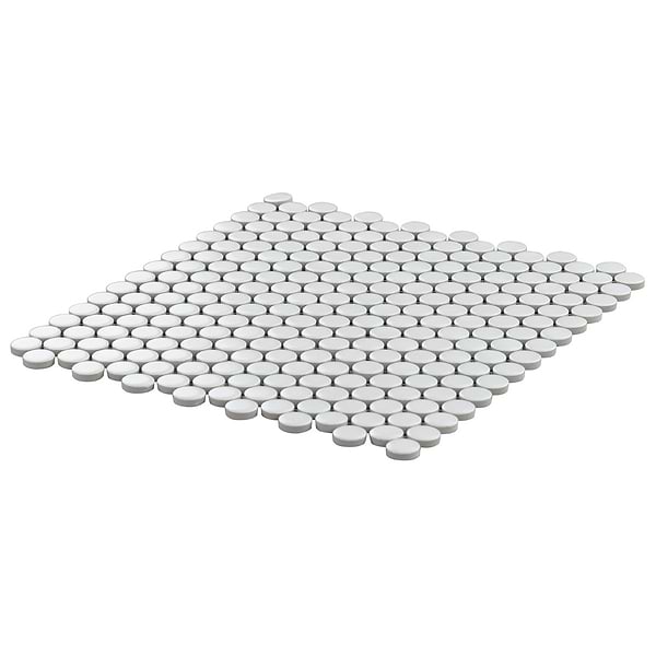 Simple 2.0 White 1" Penny Round Matte Porcelain Mosaic