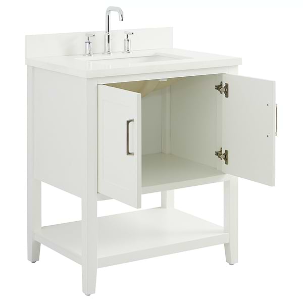 KIT - Close Out - Sheraton 30" White Vanity with Pure White Quartz Top and Ceramic Basin