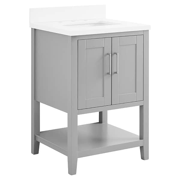 KIT - Close Out - Sheraton 24" Gray Vanity with Pure White Quartz Top and Ceramic Basin
