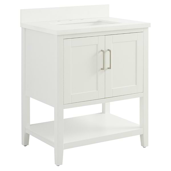 KIT - Close Out - Sheraton 30" White Vanity with Pure White Quartz Top and Ceramic Basin