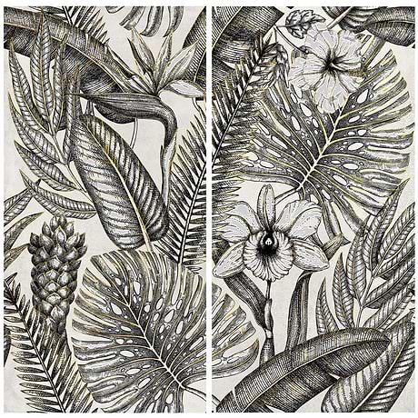 Paula Purroy Musee Gardenia Black and White 24x48 Artisan Decor Porcelain Tile