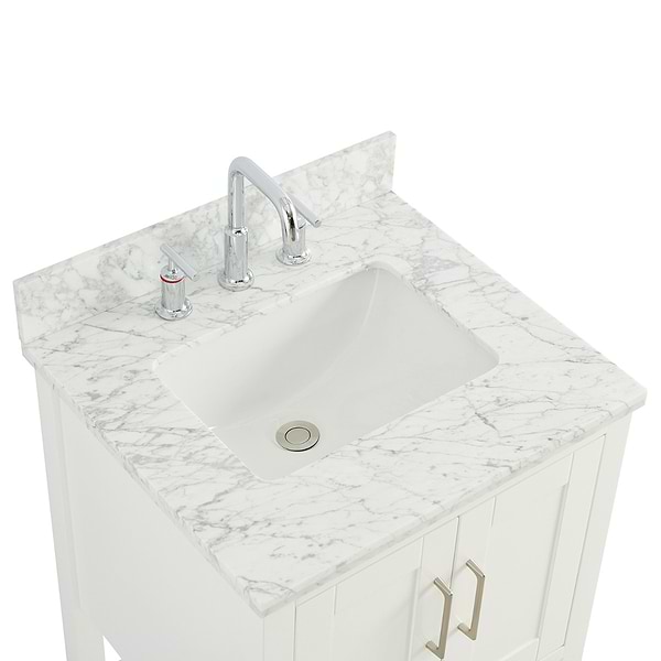 KIT - Close Out - Sheraton 24" White Vanity with Carrara Marble Top and Ceramic Basin