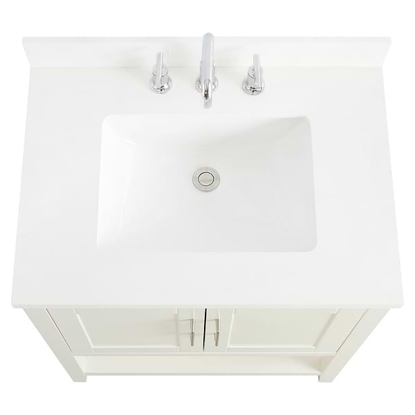 KIT - Close Out - Sheraton 30" White Vanity with Pure White Quartz Top and Ceramic Basin