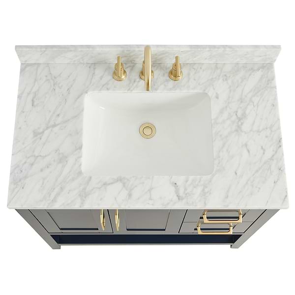 KIT - Close Out - Sheraton 36" Navy Vanity with Carrara Marble Top and Ceramic Basin