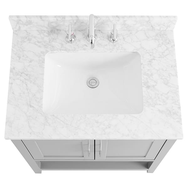 KIT - Sheraton 30" Gray Vanity with Carrara Marble Top and Ceramic Basin