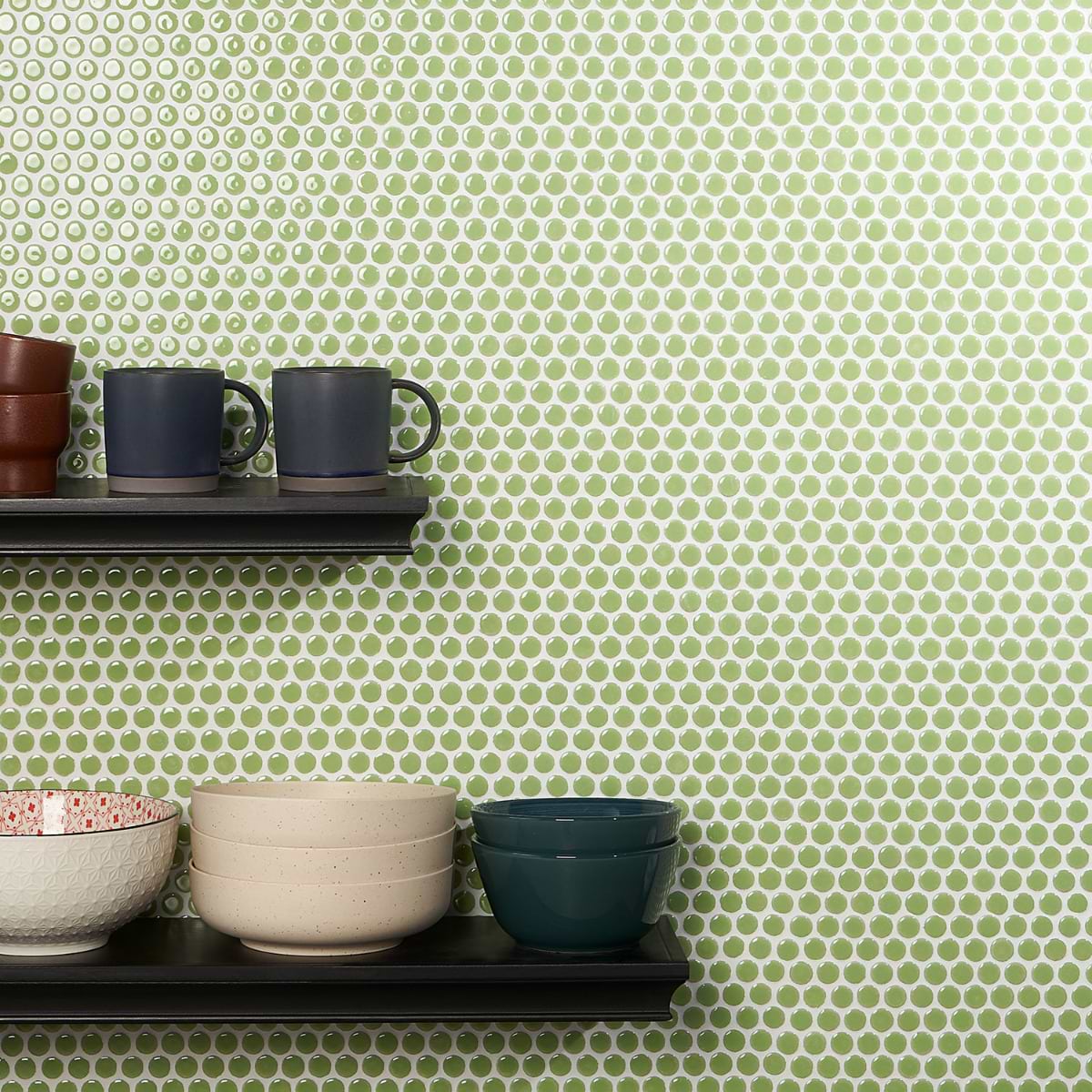 Shop Simple 2.0 Rimmed Key Lime Penny Rounds Polished Porcelain Mosaic
