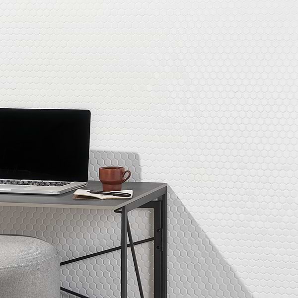 Simple 2.0 Solid White 1" Hexagon Polished Porcelain Mosaic