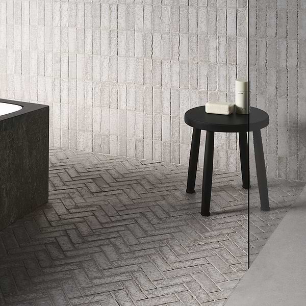 Metroville Chalk White 1.5x4 Herringbone Matte Porcelain Mosaic