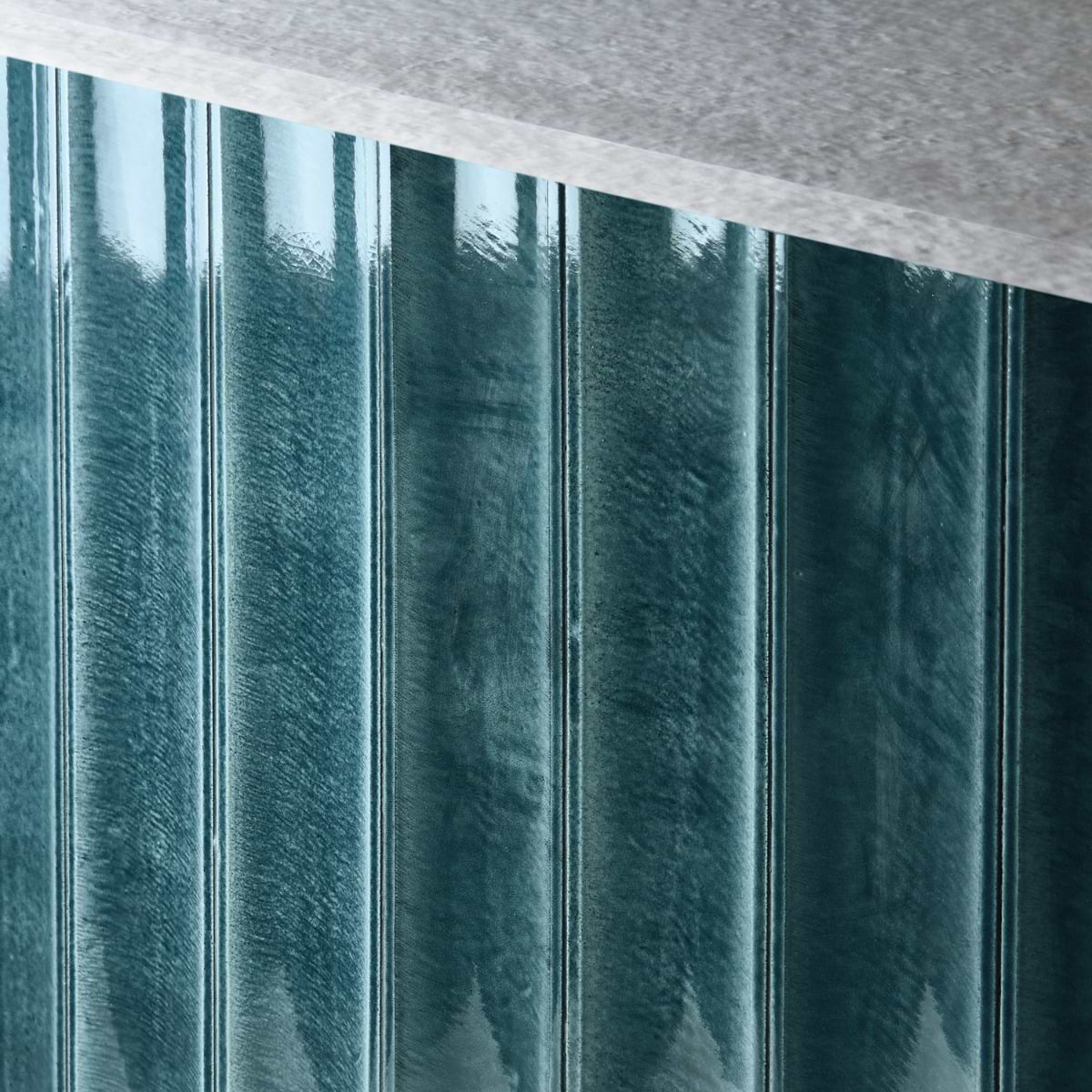 Sample-Bahari Fluted Harbor Blue 6x36 3D Glossy Lava Stone Tile