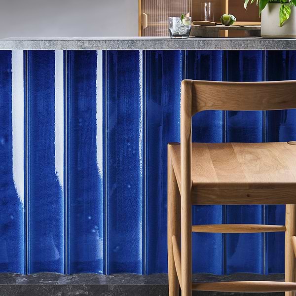 Bahari Fluted Adriatic Blue 6x36 3D Glossy Lava Stone Tile