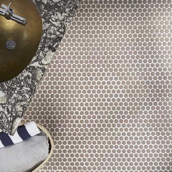 Simple 2.0 Firma Beige 1" Circles Polished Porcelain Mosaic