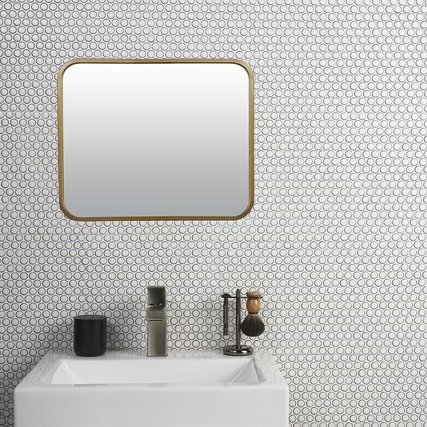 Simple 2.0 Rimmed Vintage White Penny Rounds Rimmed Porcelain Mosaic