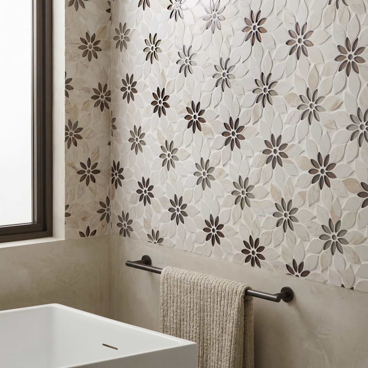 Shop MJ Rain Flower - Wooden Beige, Taupe & Beige Glass