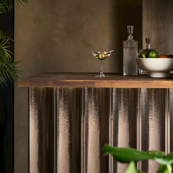 Bahari Fluted Metallic Copper 6x36 3D Glossy Lava Stone Tile