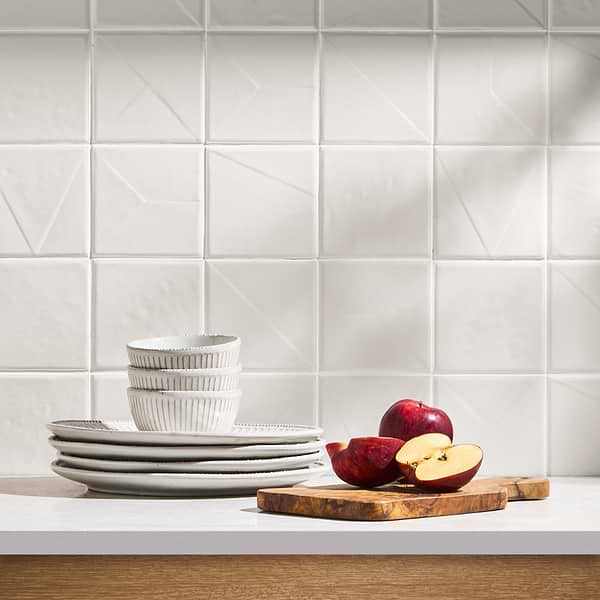 Stacy Garcia Artigo Deco White 5x5 Textured Matte Ceramic Tile