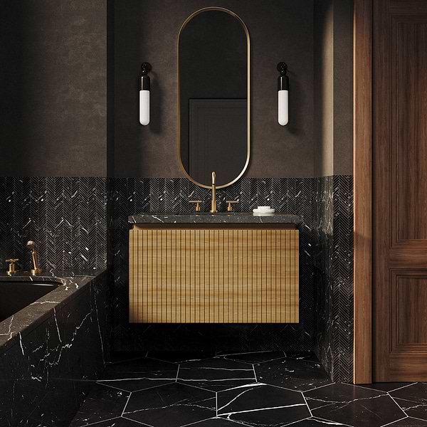 KIT - Melrose White Ash 36" Single Vanity with Nero Marquina Marble Top