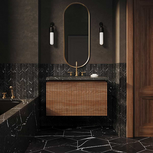 KIT - Melrose Walnut 36" Single Vanity with Nero Marquina Marble Top