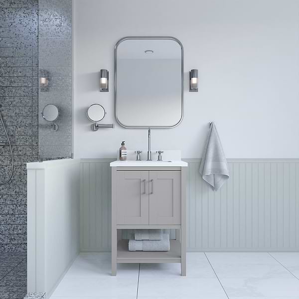 KIT - Close Out - Sheraton 24" Gray Vanity with Pure White Quartz Top and Ceramic Basin