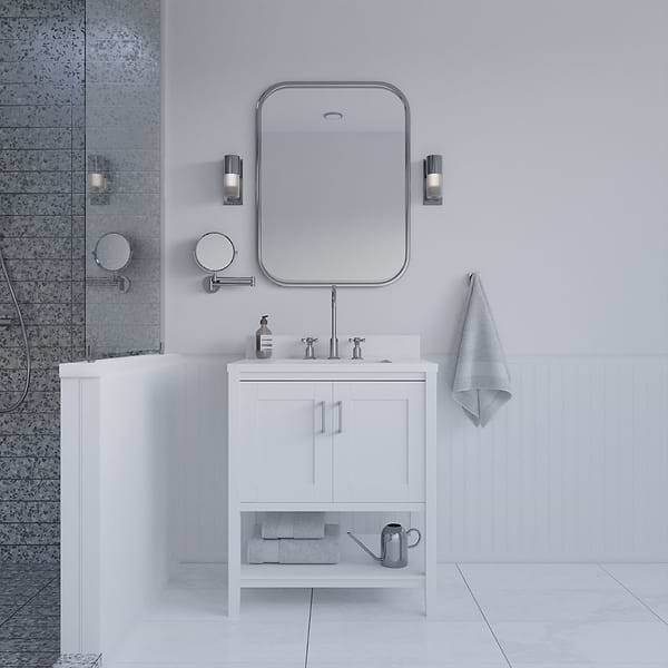 KIT - Close Out - Sheraton 30" White Vanity with Pure White Quartz Top and Ceramic Basin