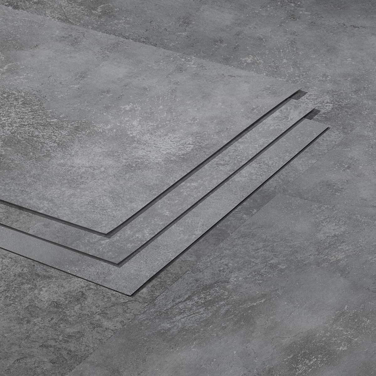 Mercer Metalcrete Pewter 12x4 - 2.0mm/12mil Wear Layer - Glue Down Matte Luxury Vinyl