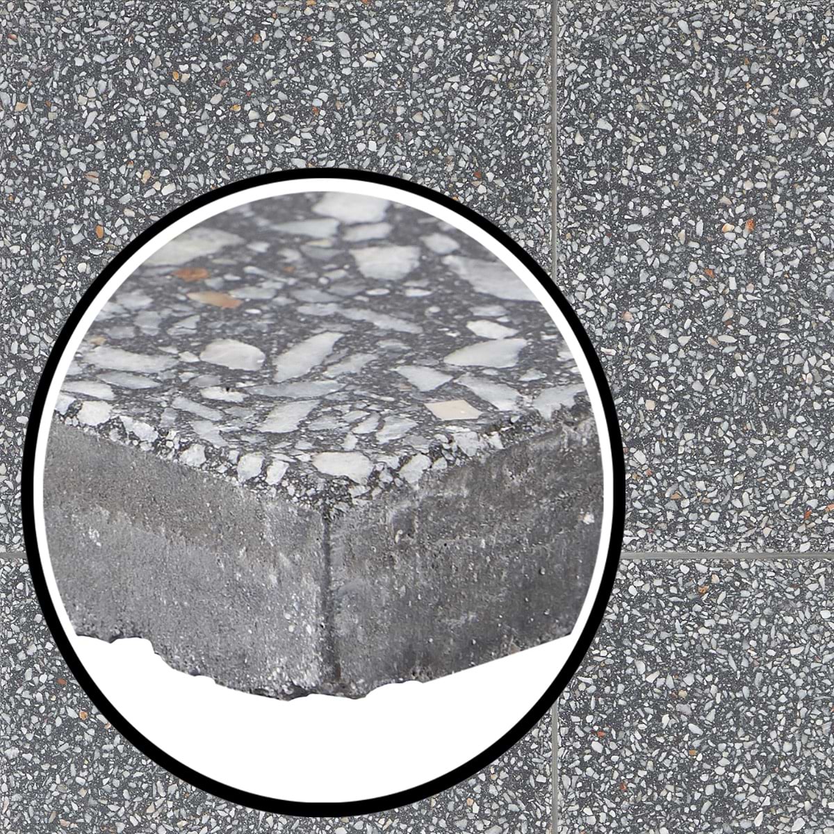 Close Out-Marmi Terrazzo Purbeck Gray 16x16 Polished Terrazzo Tile 