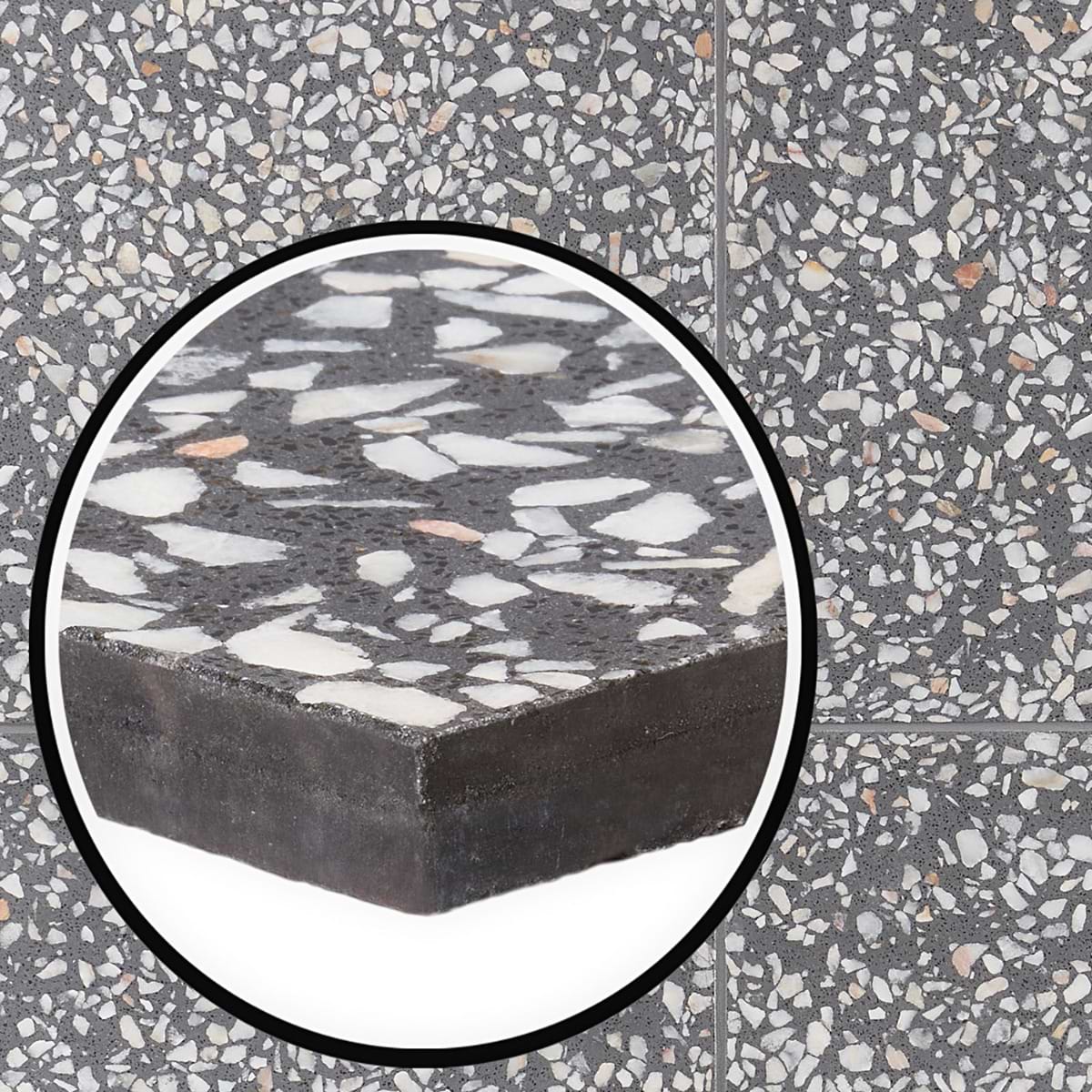 Close Out-Marmi Terrazzo Porfido Gray 16x16 Polished Terrazzo Tile 